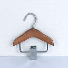 Mini Wooden Children's Clothes Hanger With Clips, Wooden Clothes Display Rack With Pant Clips