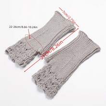 A Pair Of Women's Autumn And Winter Short Fish Scale Knitted Gloves Fashionable Personality Outdoor Warm Cold-Proof Fingerless Arm Sleeves Student Decorative Finger Gloves - Khaki - View 2