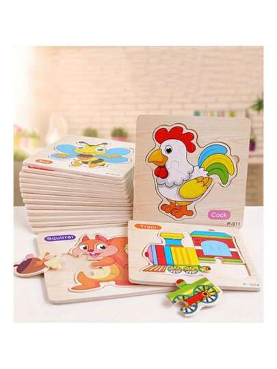 15x15CM Quebra-Cabeça De Madeira Cognitivo Para Crianças Brinquedos Educativos De Aprendizagem Precoce Jogo Montessori