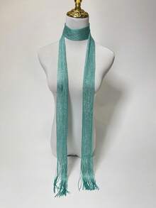 Party 1pc Women Solid Fringe Decor Fashion Scarf For Daily Life Accessories Women - Green - View 5