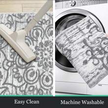 Pauwer Hallway Runner Rug Washable Rugs Runner Non Skid Carpet Runner Boho Farmhouse Vintage Throw Area Rugs Floor For Kitchen Laundry Room Entryway Bedroom Bathroom - 灰色 - 查看 3