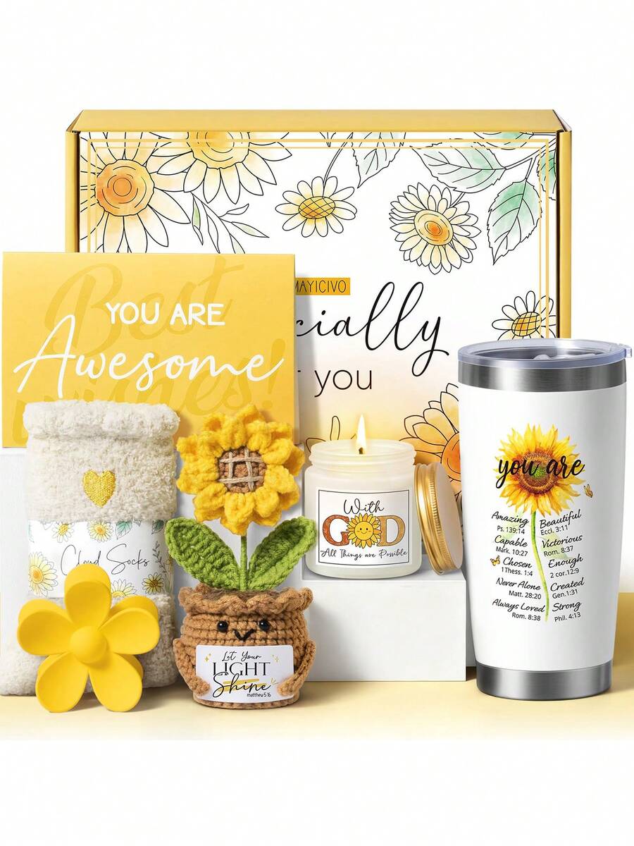 Christian Gifts For Women Faith, Religious Inspirational Gifts For Catholic Women, Sunflower Spiritual Faith Based Gift Easter Birthday Gift For Women Wife Girlfriend Her Mom Sister Grandma Coworker With 20oz Insulated Tumbler - Christian - 查看 1