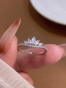 1pc Delicate Zirconia Ring S925or925 Sterling Silver Elegant Simple Women's Ring Mother's Day Exquisite Jewelry Gift