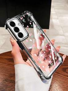 Phone Case For Samsung Galaxy S22+ S23+ S24+ S25+ S22 S23 S24 S25 Plus S22 Ultra S23 Ultra S24 Ultra S25 Ultra S25 Edge S23FE S24FE High-Definition Transparent Bottom Shell Soft TPU Silicone With Four-Corner Drop Protection Full-Screen Flower Tulip - 銀色 - 查看 2