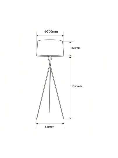 Alpinaluz London Tripod Vloer Lamp Moderne Nordic 60cm Round Zwart Textile Shade, E27, Height 168cm view 2