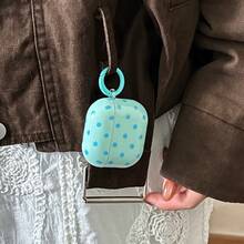 Custodia per auricolari minimalista a pois blu e verde + anello per appendere compatibile con Apple Pro 3/Pro 2/Pro/ 4/3/2, custodia per auricolari alla moda