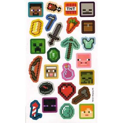 Minecraft Reusable Icons Stickers (Pack Of 25) (Multicoloured) - 100% Mixed - (BS5754)