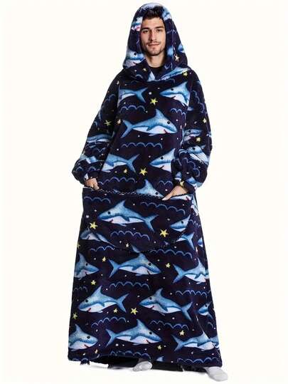 Plus-Size Cozy Fleece Panda Print Bathrobe For Adults, Warm And Comfortable Women'S Pajamas, Oversized Wearable TV Blanket.Wearable Blanket Hoodie Plush - Plus Size Flannel Fluffy Nightgowns, Fleece Blankets Soft Warm Casual Slight Stretch Sleepwear Robes, Comfy Sweatshirt With Big Pocket For Women & Men, Snuggie Blanket For Winter, Warm, Gift, Christmas Gift, New Year Gift