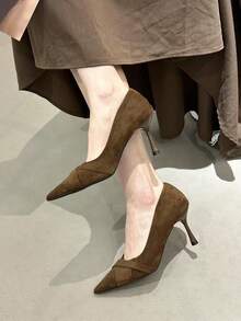 Zapatos de tacón alto con punta francesa y correas cruzadas, de tela, tacón fino y estilizado, estilo elegante de señora, nueva colección otoño 2025