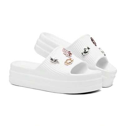 Chinelo Slide EVA Nuvem Conforto e Estilo - Original Com Pins Exclusivos chinelo feminino confortável chinelo para dia a dia Simples Casual EVA Apliques Festa  Praia