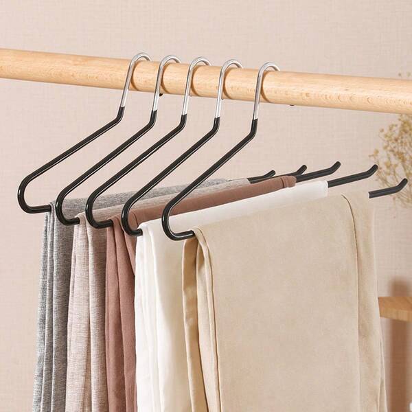 10 piezas Perchas para pantalones con diseño en forma de Z, diseño de cuello de ganso, hechas de acero de alto contenido de manganeso, antideslizantes y sin costuras, gruesas y resistentes, adecuadas para dormitorio, armario, gabinete de almacenamiento, tienda de ropa, dormitorio escolar, todo el año