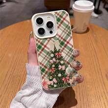 1 pieza Funda de teléfono de material TPU con diseño de árbol de Navidad a cuadros de invierno cálido, adecuada para iPhone/Redmi/17 ProMax