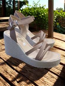 sandalia de plataforma con tiraS maquillaje  Bohemio    Poliuretano    Hebilla  cruz    sandalia de plataforma  Casa - Café integral - Ver 4