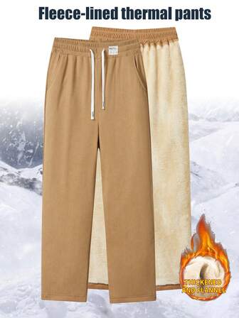 Pantalones de chándal rectos con forro térmico para mujer, pantalones casuales cálidos y cómodos para el invierno