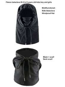1 pezzo Cappello da cavaliere in pile per bambini, cappuccio antivento e scaldacollo multifunzionale 3 in 1, adatto per bambini da 2 a 6 anni, adatto per autunno/inverno/primavera