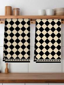 2 buc prosoape de mână cu model geometric și floral, lavete de curățat bucătărie, decor pentru casă și bucătărie, articole pentru petreceri în aer liber, potrivite pentru decorarea zilnică a bucătăriei și băii