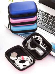 Sac organisateur en EVA rose avec initiales A-Z, sac de rangement pour câbles de données + ligne de données USB, étui de rangement pour câbles électroniques, chargeurs, écouteurs, porte-écouteurs pour festival de musique, accessoires tech de voyage pratiques, étui zippé de rangement, répondant à vos besoins de stockage quotidiens. Peut être utilisé pour le transport, le travail, l'école, le stockage en dortoir