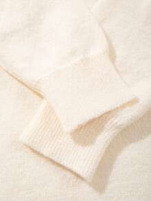 男士休闲宽松简约通勤高端日常百搭纯色针织长袖圆领套头毛衣，秋冬款 - 米色 - 查看 6