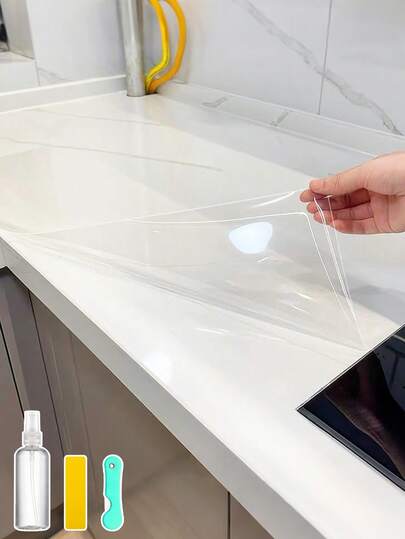 1 Roll Of Transparent Kitchen High Temperature And Oil Resistant Sticker, Washable, Home Latex Paint Wall Protection Decoration, Ceramic Tile Stove Table Furniture Protection Film, Self-Adhesive Wallpaper, Waterproof And Oil Resistant Wall Sticker