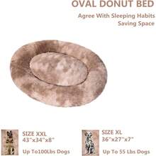 Oval Calming Donut Cuddler Dog Bed, Shag Faux Fur Washable Round Pillow Pet Bed For Small Medium Dogs (XXL(43"X34"X8"), Light Brown), Popular In 2025 - Beige2021 - View 2