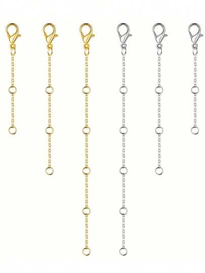 3 件金色不锈钢项链延长链项链延长器尾链适用于手链脚链不锈钢链条延长器适用于珠宝制作