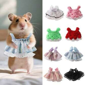1 pieza Vestido pequeño y lindo para mascotas Ropa tejida a mano para hurones Falda de princesa para hámster Ropa transpirable para mascotas