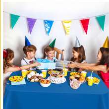 1pc 137x183cm /137x274cm PE Material Disposable Solid Color Tablecloth Birthday Party Wedding Christmas Table Cover Wipe Covers Rectangle Desk Cloth Decor - Dark Blue - View 8