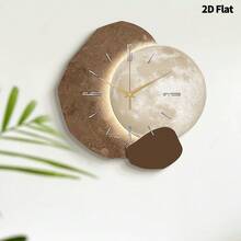 1 pieza Reloj de pared moderno minimalista y de moda, diseño plano 2D, movimiento de cuarzo súper silencioso, sin tic-tac, adecuado para sala de estar, sala de música, dormitorio, cocina, cafetería, decoración, regalo perfecto y decoración festiva