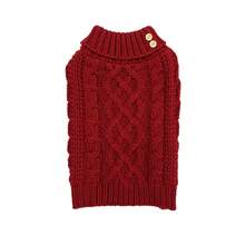 1pc Stretchy Comfortable Cable Knit Solid Color Wood Button High Collar Pet Sweater, Suitable For Cats & Dogs In Autumn/Winter, Christmas - Red - View 15