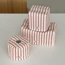 Nueva caja de pañuelos de estilo coreano simple y multicolor, diseño a rayas para sala de estar, exterior, cocina, cubierta de papel de pañuelos, bolsa de almacenamiento de tela - Caja de pañuelos - Ver 11