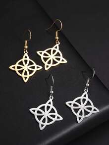 1 Pair Of Celtic Symbol Witch Knot, Bohemian Style Stainless Steel Pendant Charm, Fashionable Drop Earrings For Men And Women, Suitable For Everyday Wear, Christmas Gifts, Halloween Gifts - Multicolor - View 12