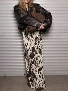 女士新款豹纹、奶牛纹A字裙，四季皆宜，适合秋冬季节 - 彩色 - 查看 2