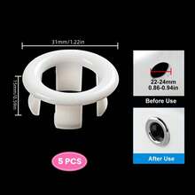 Anel de Transbordamento para Lavatório (1/3/5 Peças - Adequado para Furos de Drenagem com Diâmetro de 22-24mm), Tampa de Drenagem de Transbordamento, Anel de Transbordamento de Pia, Tampa de Transbordamento de Lavatório, Tampa Decorativa de Transbordamento para Banheiros e Pias de Cozinha, Decoração Doméstica - Embelezando Saídas de Drenagem, Durável e Fácil de Instalar, Adequado para Casas, Cozinhas, Escritórios, Dormitórios e Hotéis. - Multicolorido - Visão 17