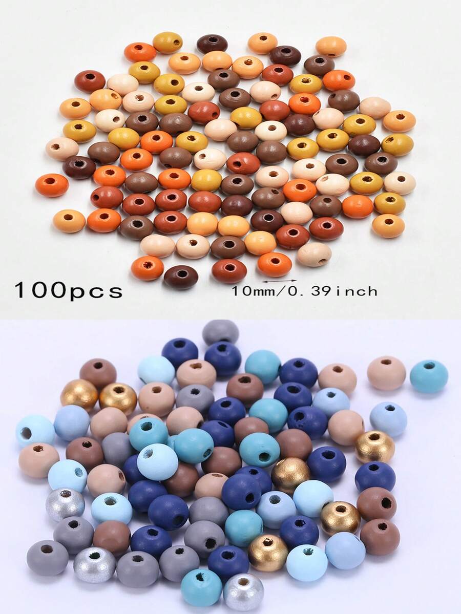 100pcs Wooden Beads, For Handmade DIY Necklace, Earrings, Bracelets, Christmas Decorations, Beading Supplies