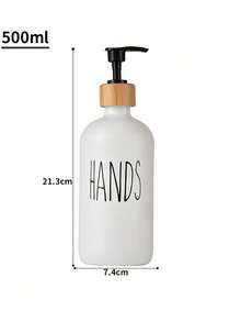 2pcs Bamboo Pump Head Glass Bottle With Tray, Press-Type Tabletop Washing Liquid Bottle, Bathroom Disinfection Hand Sanitizer Container, Soap And Liquid Distribution Bottle, Shampoo And Shower Gel Empty Bottle, Bathroom Accessories, Home Decoration, Bottle Body Arbitrary Decal. Household Goods