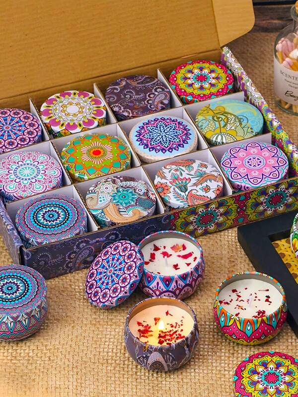 Multi-Functional Scented Candle Set | Natural Soy Wax: Handmade Candle Cup + Candle Holder Vase + Votives | Tin Container, Durable And Elegant | Suitable For Birthday/Valentine's Day/Mother's Day Travel | Combines Aromatherapy And Christmas Decor | New Year/Christmas Thunderstorm-Free Gift | Practical Gift Loved By Family And Friends