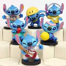 6 قطع دمى ستيتش الموسيقية من ديزني من البي في سي مرخصة رسميًا، زينة كعكة الزفاف، ديكورات عيد الميلاد، تماثيل قابلة للجمع، تماثيل صغيرة، هدايا عيد الميلاد، هدايا الهالوين، ديكورات الهالوين، هدايا الحفلات