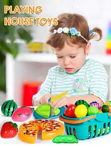 48件/100件彩色过家家玩具套装 - 角色扮演切菜玩具、儿童厨房配件、幼儿分类/精细动作技能玩具、学前教育玩具、毛毡食物、儿童食物玩具、迷你玩具食物 - 彩色 - 查看 2