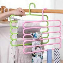 5/10pcs White 5-Tier Plastic Hanging Clothes Rack, Dorm Room Essential, Skirt/Pants/Scarf/Tie Hanger, Non-Slip, Space Saving Wardrobe Storage Back-To,Wardrobe Closet Space Saving Organizers Decor, Room Decorations, Decorations, Organizer, Home Storage, White T Shirt Women, Black Pants Women, - White - View 5