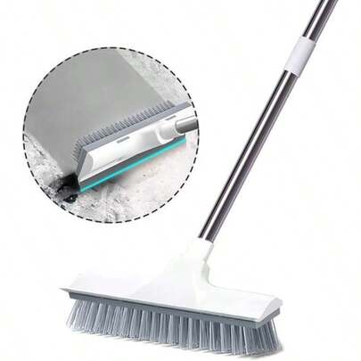 Floor Squeegee Broom Scrubbing Brush With Stiff Brush Bristles And 4PC Broom Handle For Home And Commercial Use
