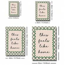 1pc Framed/Unframed Green/Pink This Feels Like Home Canvas Poster Gingham Typography Quote Wall Art Print Minimalist Aesthetic Decor Funky Painting For Dorm,Living Room,Bedroom,Modern Home Decoration,Housewarming Gift