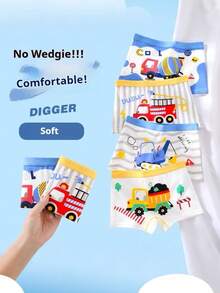 Boys' Cotton Cartoon Truck Print Breathable Briefs Underwear - Multicolor - View 5