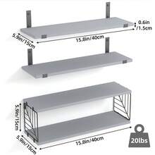 Tomnk 3+1 Tier Bathroom Floating Shelves Over Toilet, 15.8in Farmhouse Rustic Wood Shelves, Wall Decor For Bathroom, Living Room,Bedroom And Kitchen - 彩色 - 查看 10