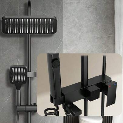 青铜色豪华手持花洒套装 - 高压浴室喷头，壁挂式圆形淋浴系统，带喷漆饰面、流量控制和降雨模式。适用于家庭浴室、酒店，也可作为春季/复活节/新年浴室装饰礼物。