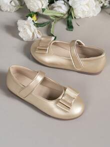 Girls' Casual Minimalist Outdoor Leisure Shoes, Fashionable Comfortable Versatile Gold Flat Shoes - Gold - View 18