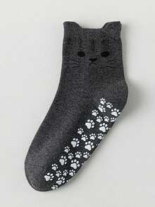 Süße Pilates Socken für Frauen, Cartoon Yoga Socken mit Katzenpfoten-Grip, Sport Socken für Fitness Indoor Yoga, nahtlose Socken bis zur Mitte des Waden