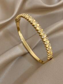 优雅简约心形手镯 金色细手镯 女士可叠戴不锈钢手镯 万圣节圣诞节派对套装 珠宝礼品