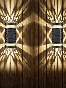 1 件太阳能 LED 壁灯，防水装饰镂空图案户外壁灯，带双灯控制，适用于户外花园、别墅庭院、街道、阳台、墙壁氛围装饰秋季装饰家居装饰户外装饰 - 黑色 - 查看 2