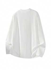 1 件男士宽松圆领长袖休闲毛衣，针织面料，可机洗 - 白色 - 查看 7