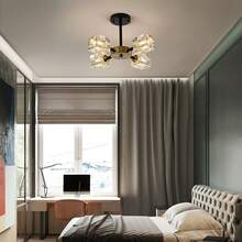 4/5-Light Modern Luxury Crystal Cube Flush Mount Ceiling Light For Bedroom, Kitchen, Living Room, Study, Bar, Closet, Foyer, Hallway, No Switch And Remote Control